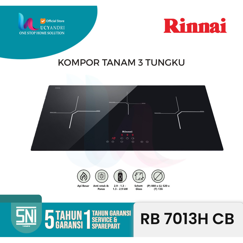 kompor tanam listrik induksi 1 tungku RINNAI RB-7013H-CB