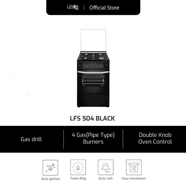 KOMPOR STANDING TEKA LFS 504 BLACK / SILVER OVEN  KOMPOR 4 BURNER / TUNGKU