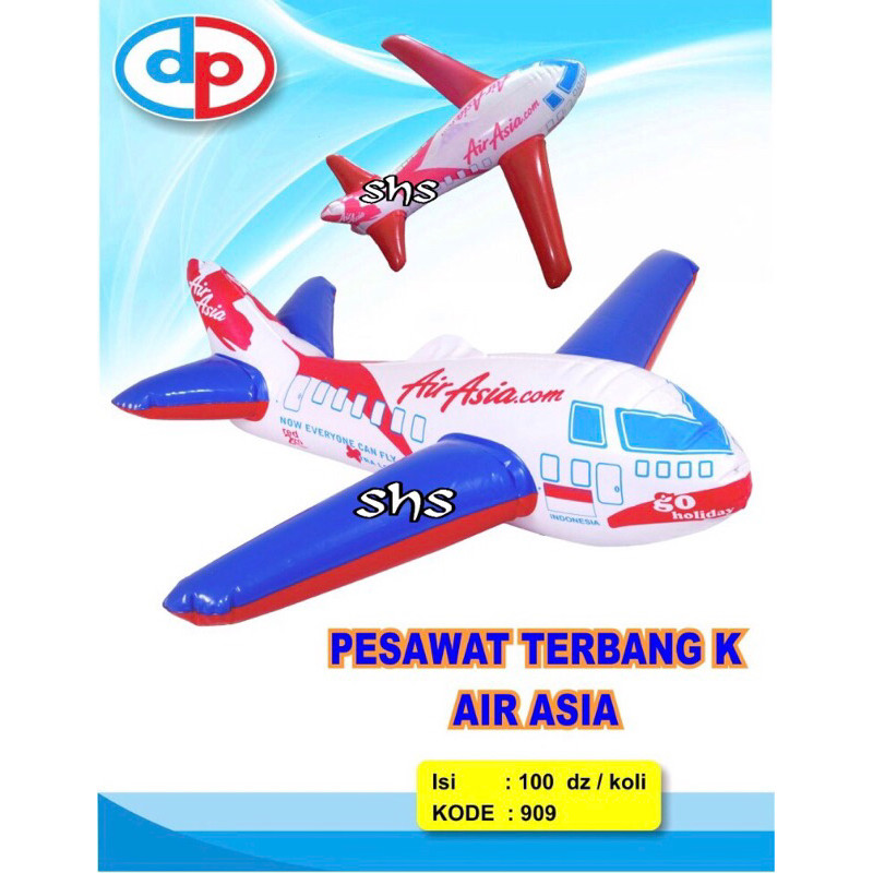 mainan tiupan pesawat kecil air asia (1 biji )