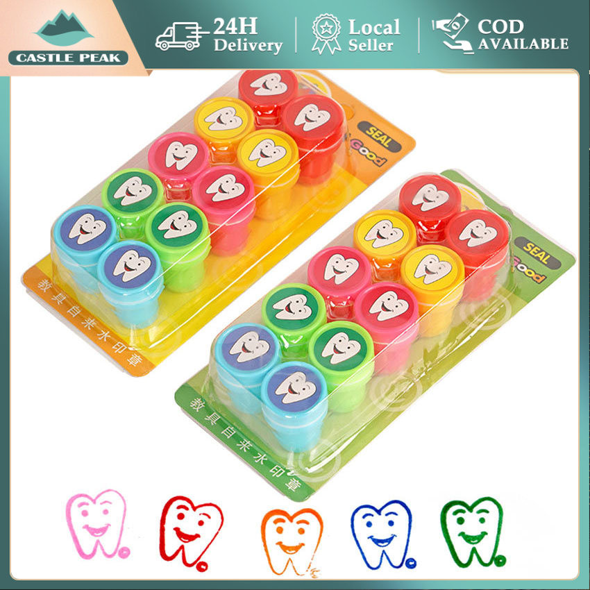 

10 Buah/Kotak Stempel Kartun Bentuk Gigi Lucu untuk Anak-anak Stempel Anak-anak Klinik Gigi Hadiah Siswa Sekolah Hadiah Natal