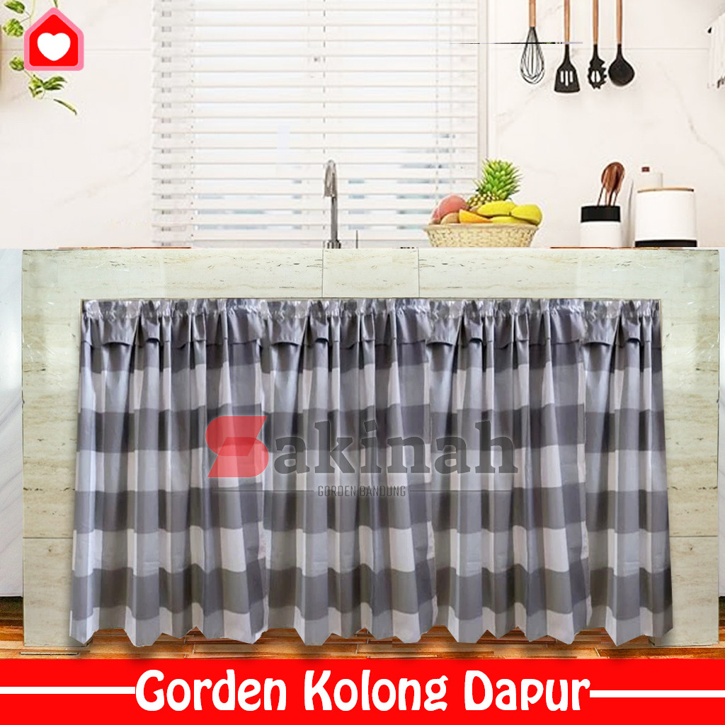 SAKINAH Gorden Kolong Meja Kompor Dapur Aesthetic Premium Korea motif Emely abu