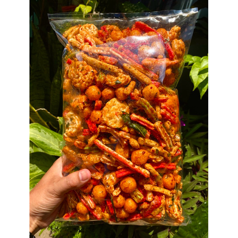 

Seblak Kering Campur Pedas Daun jeruk Basreng / Sebring Rafael / Kerupuk Jaat / Cimol Kering Cemilan Kang Asep Food Snacks 500gr