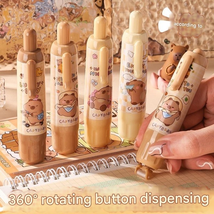 

[LOGU]Tip ex lem Capybara 360 derajat, Double lem kertas model tip ex, Glue Tip-ex