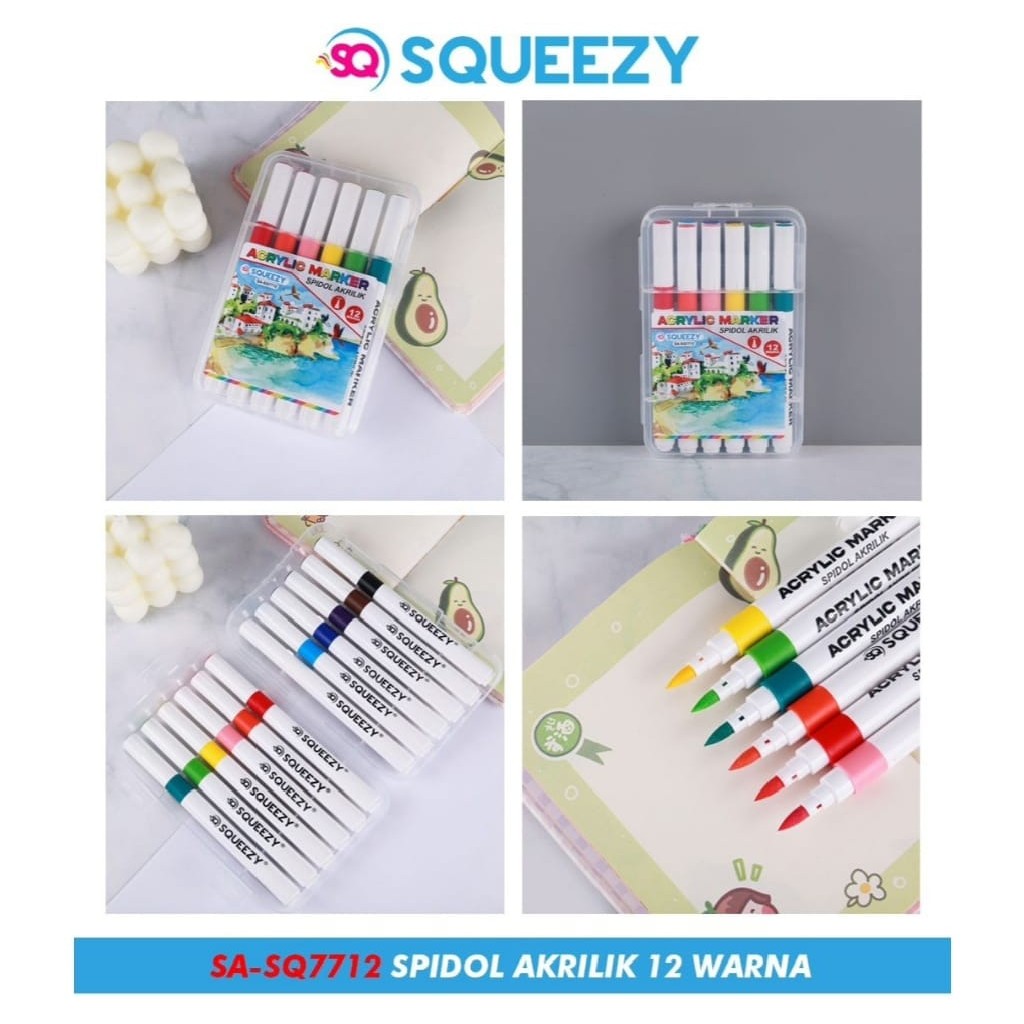 

Spidol Warna Akrilik Murah Squeezy 12 Warna SA-SQ7712