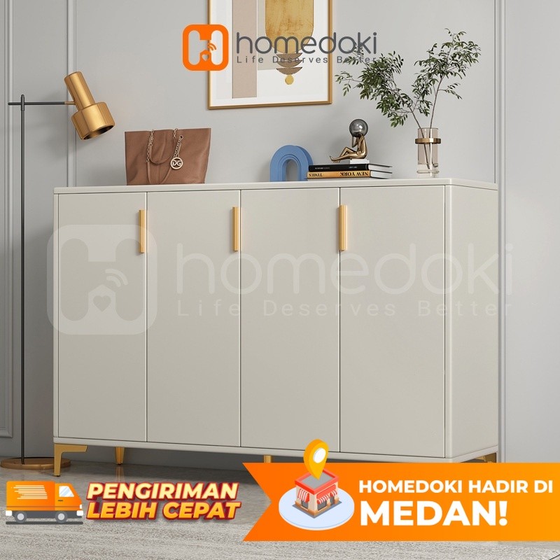 Homedoki Rak Sepatu / Lemari Sepatu Kayu /  Lemari Kabinet Kayu Minimalis / Rak Sepatu Putih