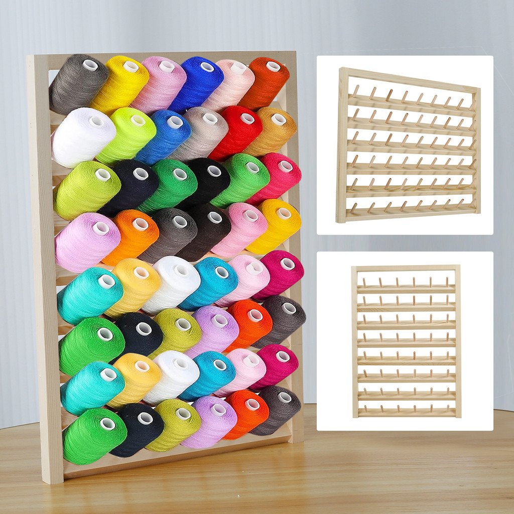 Wooden Thread Holder 48/54 Spool Wooden Thread Rack Wall Mounted Sewing Thread Holder with Screws Mu