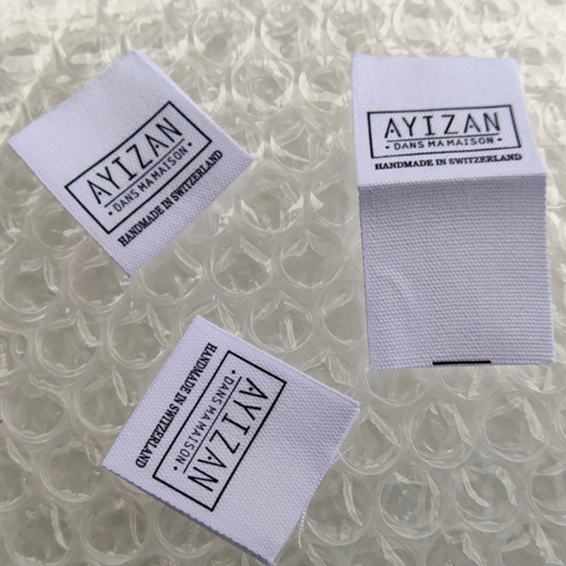 

1000pcs , Custom loop fold pure white cotton ribbon cloth garment label 2.5 * 5.7 cm