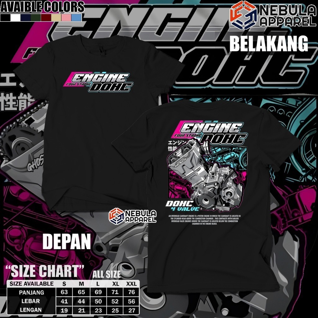 Kaos DOHC Gank 4 Value 4 Stroke Baju Distro Pskn DOHC Pasukan DOHC Motor Four Stroke Satria FU CB150