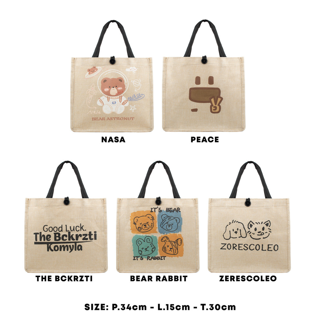 DEOBAGS Glosir  Tote Bag Kanvas Tebal Premium Besar Tas Tenteng Bahu Wanita Tfw 00237