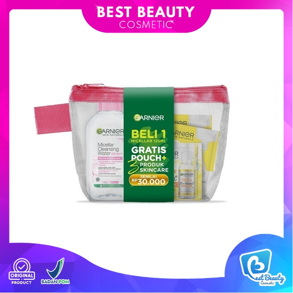 ★ BB ★  Garnier micellar cleansing water pink 125ml free Pouch