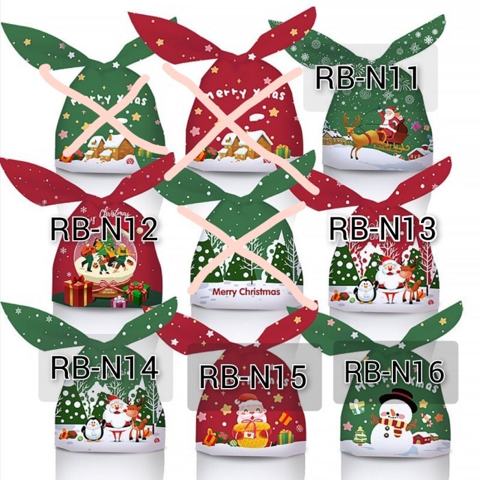 

plastik rabbit edisi natal | Goodie bag natal | plastik small rabbit - bunny mix motif