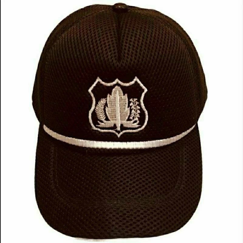 Topi Satpam Coklat Topi satpam list putih terbaru topi satpam premium