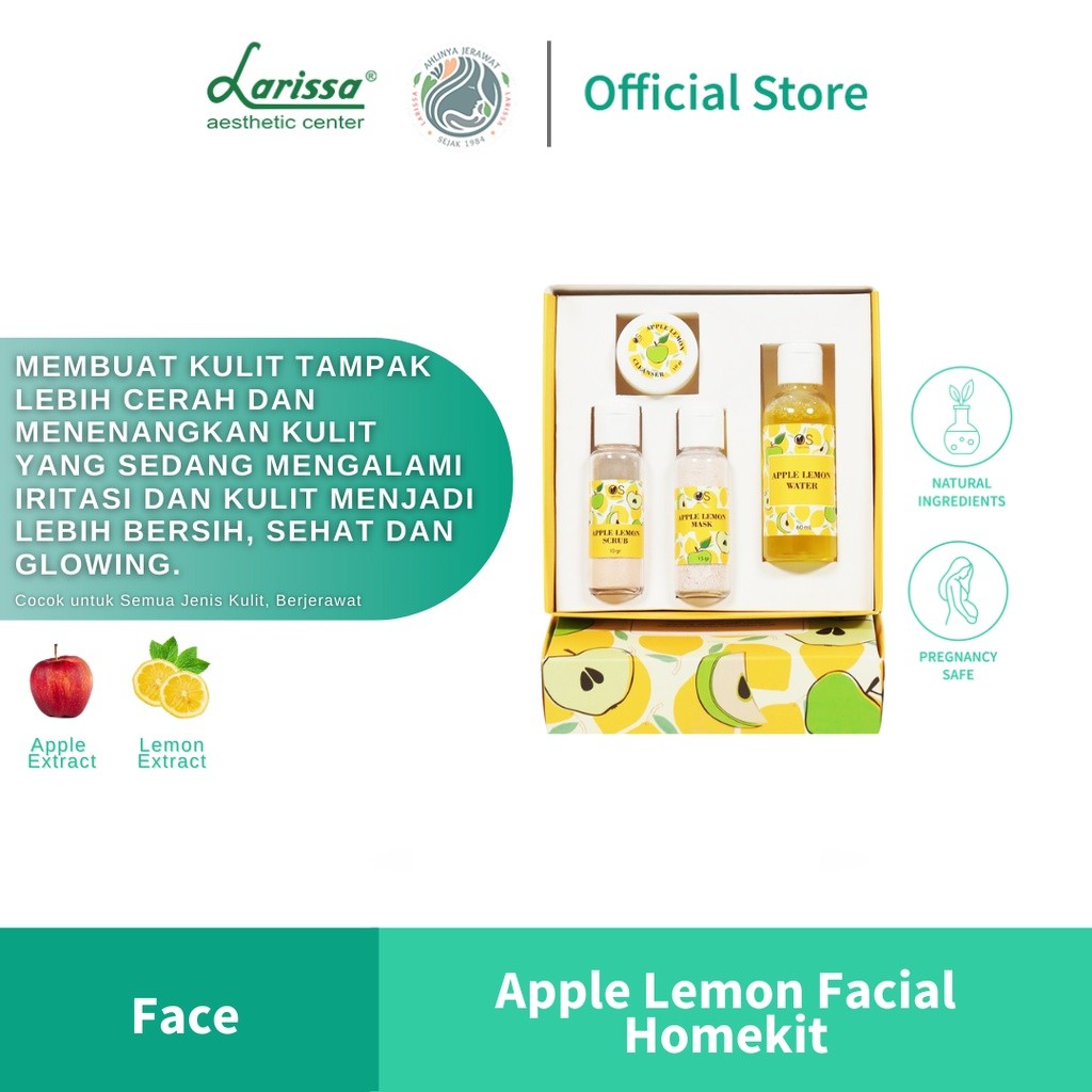 Larissa Apple Lemon Facial Home Kit- Paket Skincare Untuk Treatment/ Facial Dirumah