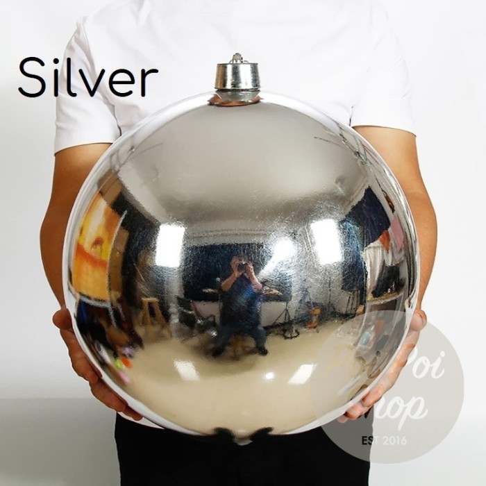 

Bola Pohon Natal Jumbo Besar 12cm Bulat Christmas Ball Hiasan Dekorasi - Silver Gloss, Jumbo 12cm