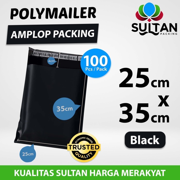 

Polymailer PACK MURAH 25x35cm Amplop Plastik Packing Olshop Ekonomis - Hitam