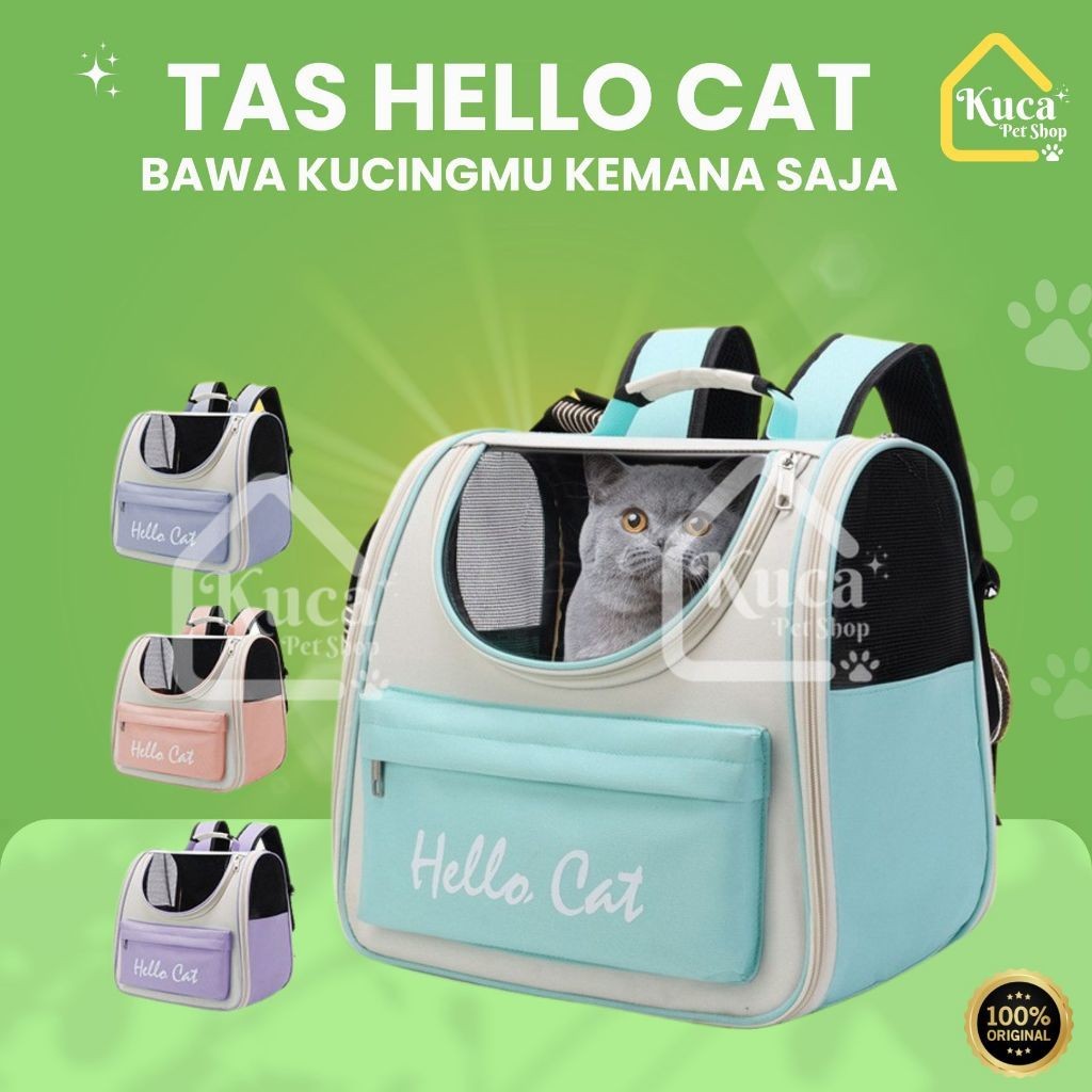Tas Kucing Tas Ransel Kucing Pet Carrier Tas HELLO Cat Cat Bag Tas Hiking Untuk Membawa Kucing