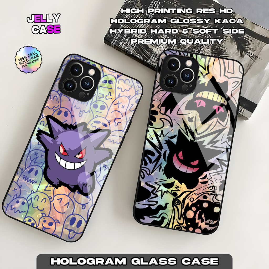 Casing Glossy Iphone 11 12 13 14 15 16 X XS XR 16PRO G53X Pokemon Hardcase Hitam Kaca Kilau Matte