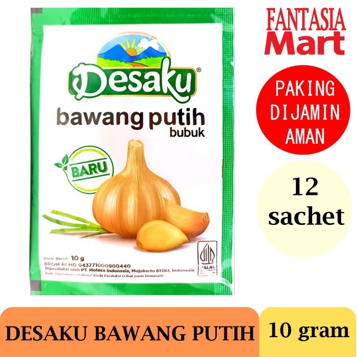 

DESAKU BUBUK BAWANG PUTIH 10 GRAM PACK ISI 12 SACHET FUN CORNER DENGAN PAKING AMAN