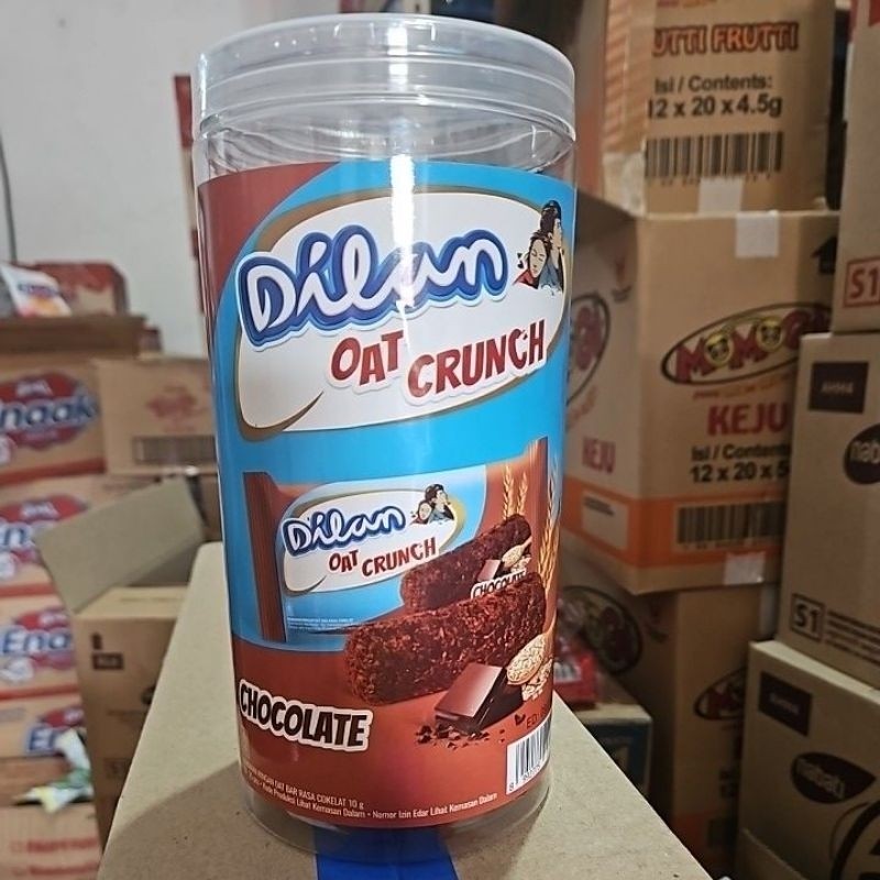 

Dilan Oat Crunch Toples isi 25pcsx10gr - Makanan Ringan Oat Bar Rasa Cokelat