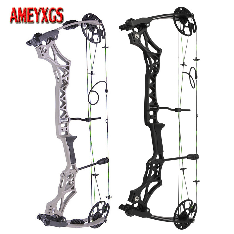 30-70lbs Archery Compound Bow M129 Pulley Bow Black Gray Magnesium Alloy Riser 320fps Arrow Speed Ri