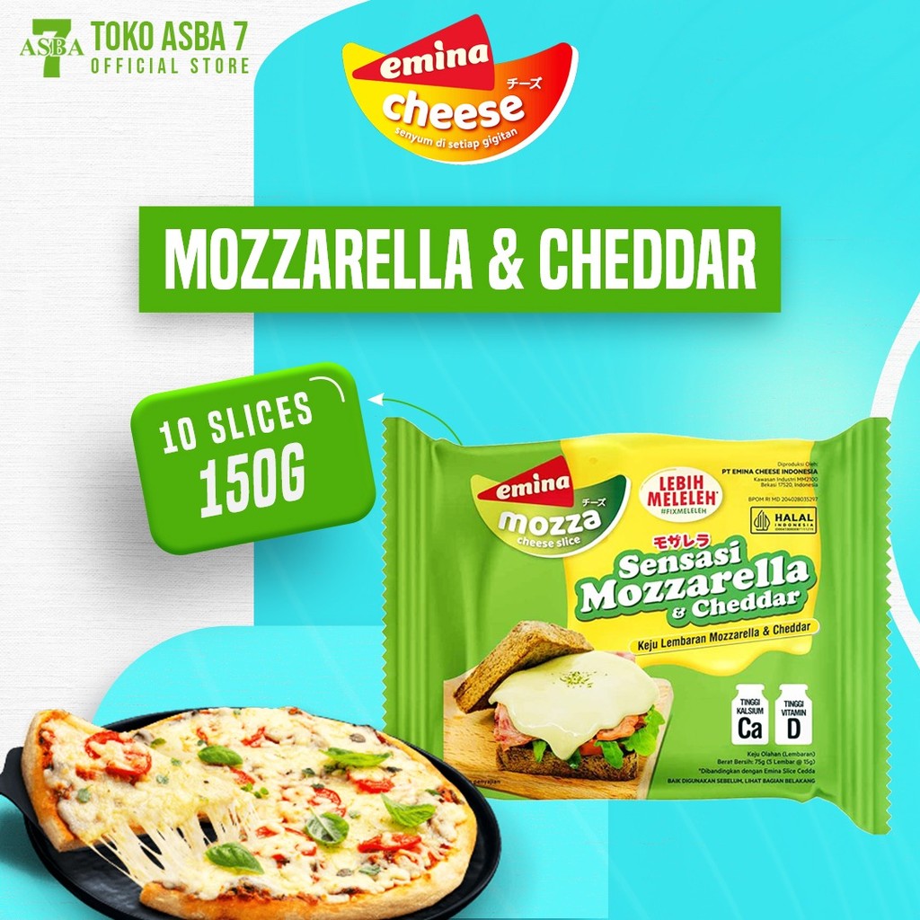 

EMINA MOZZA CHEESE SLICE 10 LEMBAR X 15G