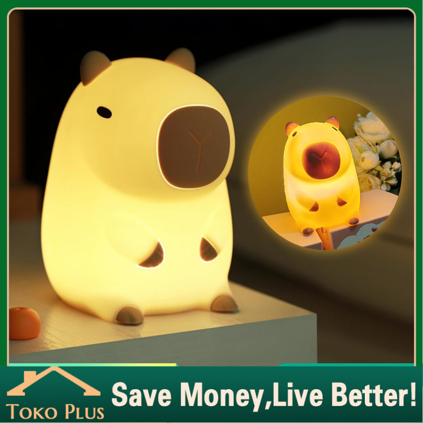 Lampu Tidur Silikon LED Bentuk Capybara kapibara Silikon Squishy Lamp Night Light Cute Panda Hadiah 