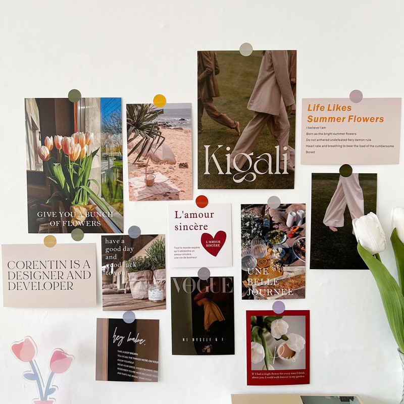 

Ins Exquisite Romantic Life Artistic Postcard Bedroom Room Diy Layout Aesthetic Decorative Card Wall Sticker Photo Props 6sheets