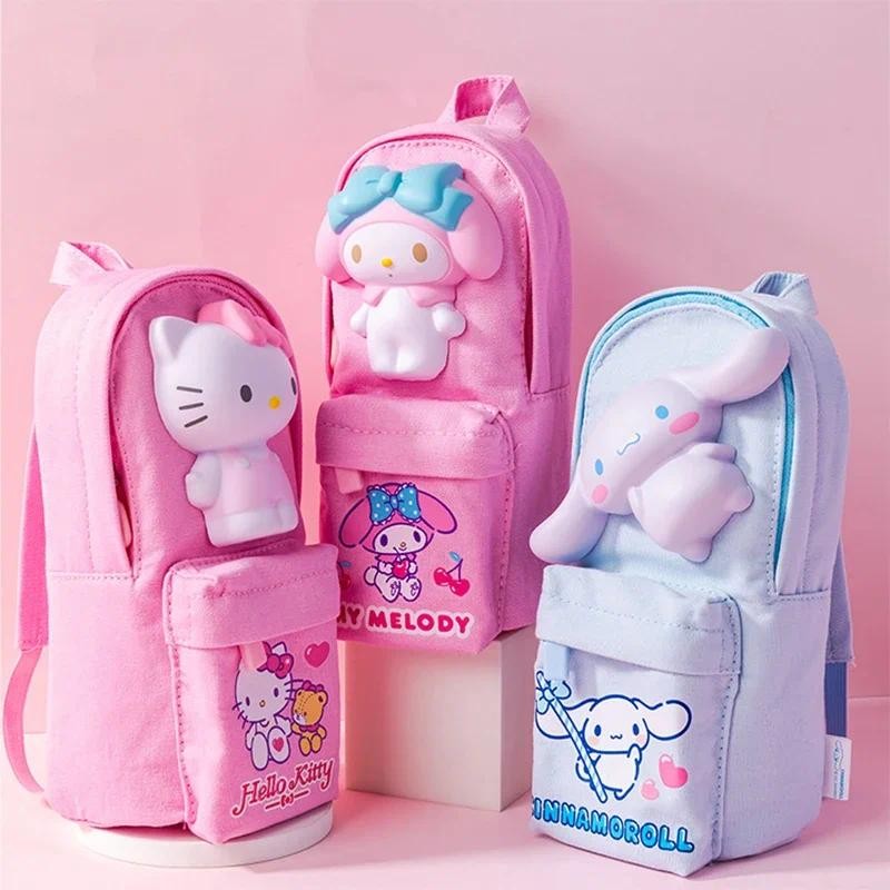 

3D Sanrio Cute Cartoon Pencil Bag Hello Kitty Series Large Capacity Storage Pencil Case Student Supplies Stationery