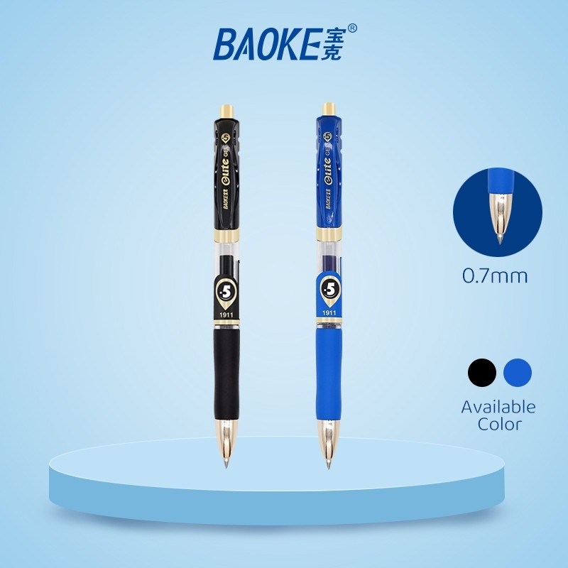 

BAOKE Gel Pen/Pulpen Gel Retractable 0.5mm Tinta Hitam Biru Merah PC1911