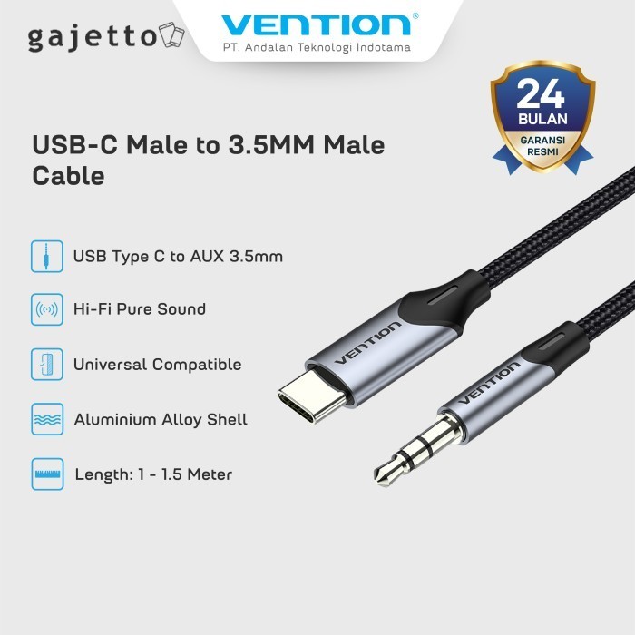 Vention Kabel USB Type C to AUX 3.5mm Jack Audio Adapter - BGK
