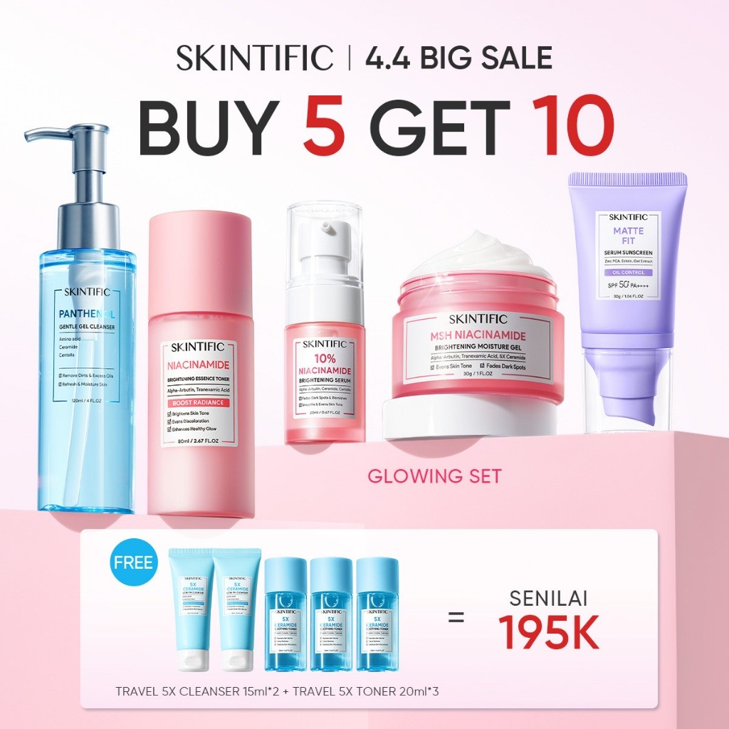[Ramadan Gift Box] SKINTIFIC 10PCS Skincare Bundle | Serum Moisturizer Gel Toner Sunscreen Cleanser 