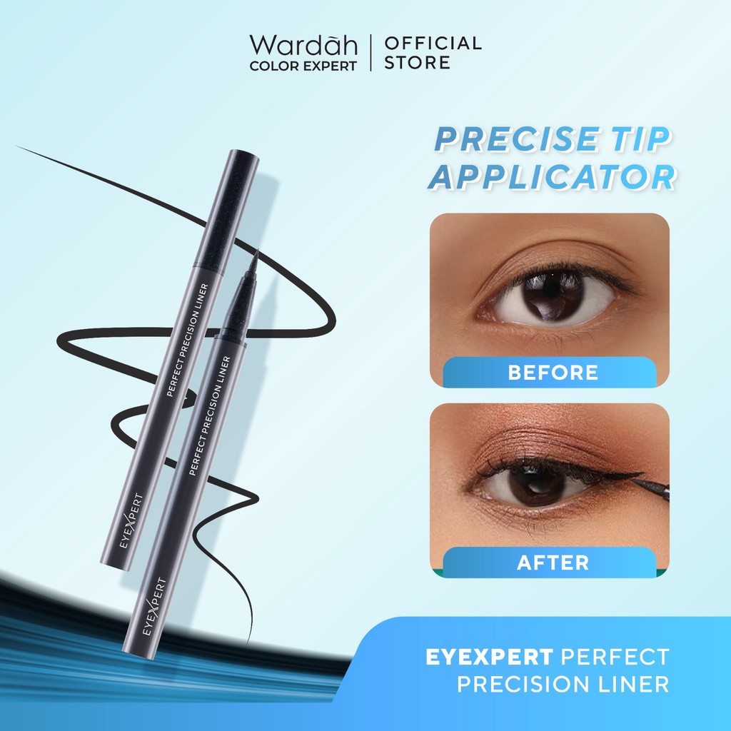 Wardah EyeXpert Perfect Precision Liner - Eyeliner Waterproof Warna Hitam dengan Aplikator Presisi M