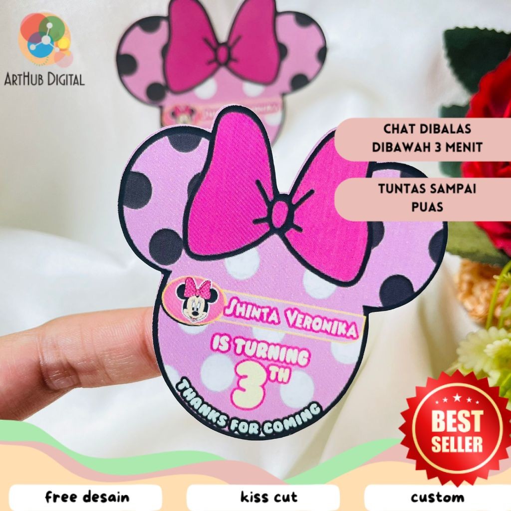 

AHD 4-8 Sticker Karakter Ulang Tahun Anak Stiker Ultah Free Design Birthday Custom Chromo