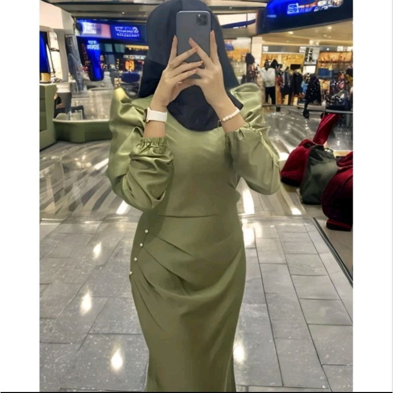 TERMURAH - JUMBO ADA// Elora Dress Guzel Satin Silk Premium Baju Fashion Wanita Kondangan Wisuda Cou