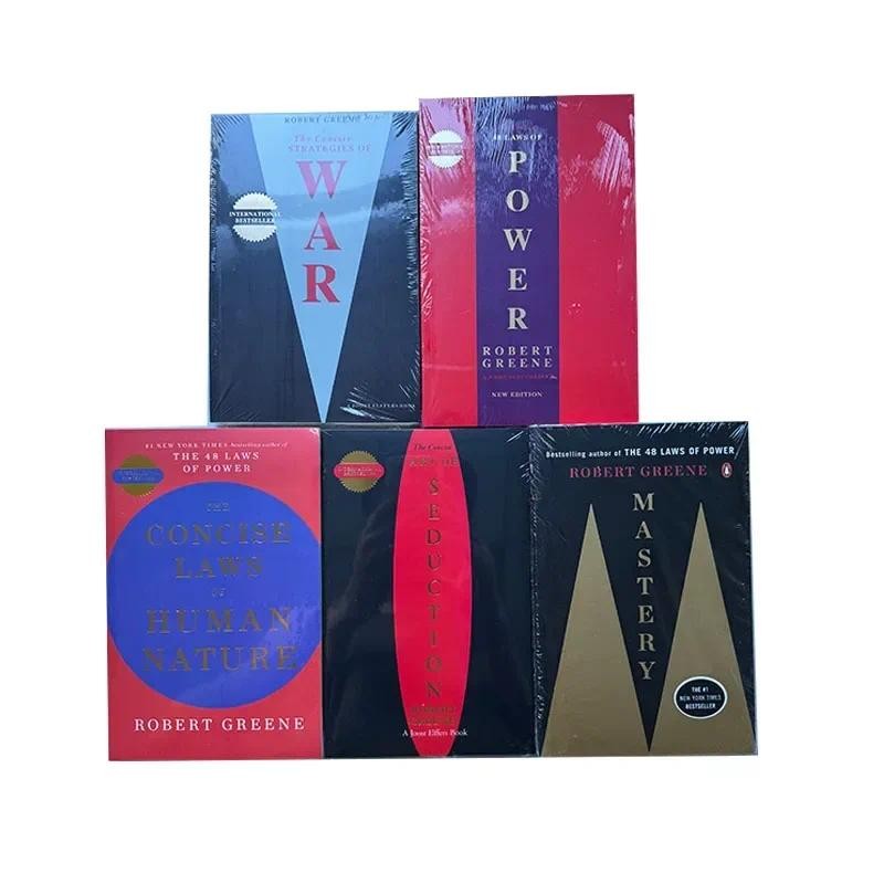 5 Books/set By Robert Greene The Concise 48 Laws Of Power; The Concise Laws of Human Nature; The Art