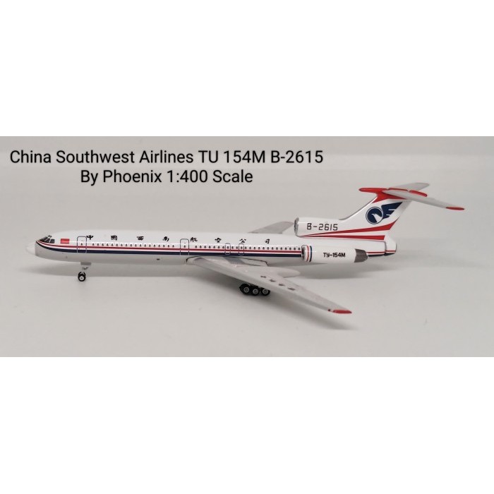 Miniatur Pesawat Terbang China Southwest Airlines TU 154M B-2615  Phoenix 1:400 Diecast Aircraft