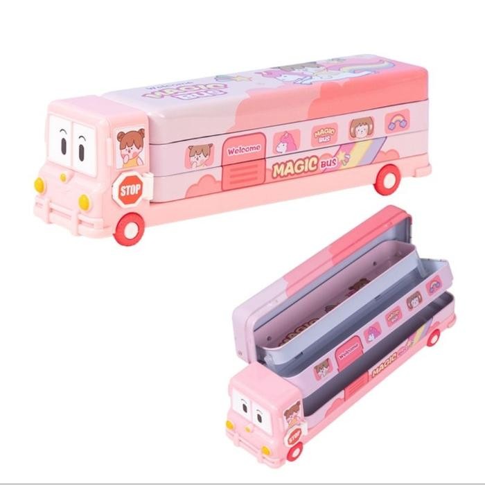 

New Collection[PROMO]] Tempat Pensil Bus Kaleng 2 Susun Magic Bus Space Bus Stationery - Magic Bus