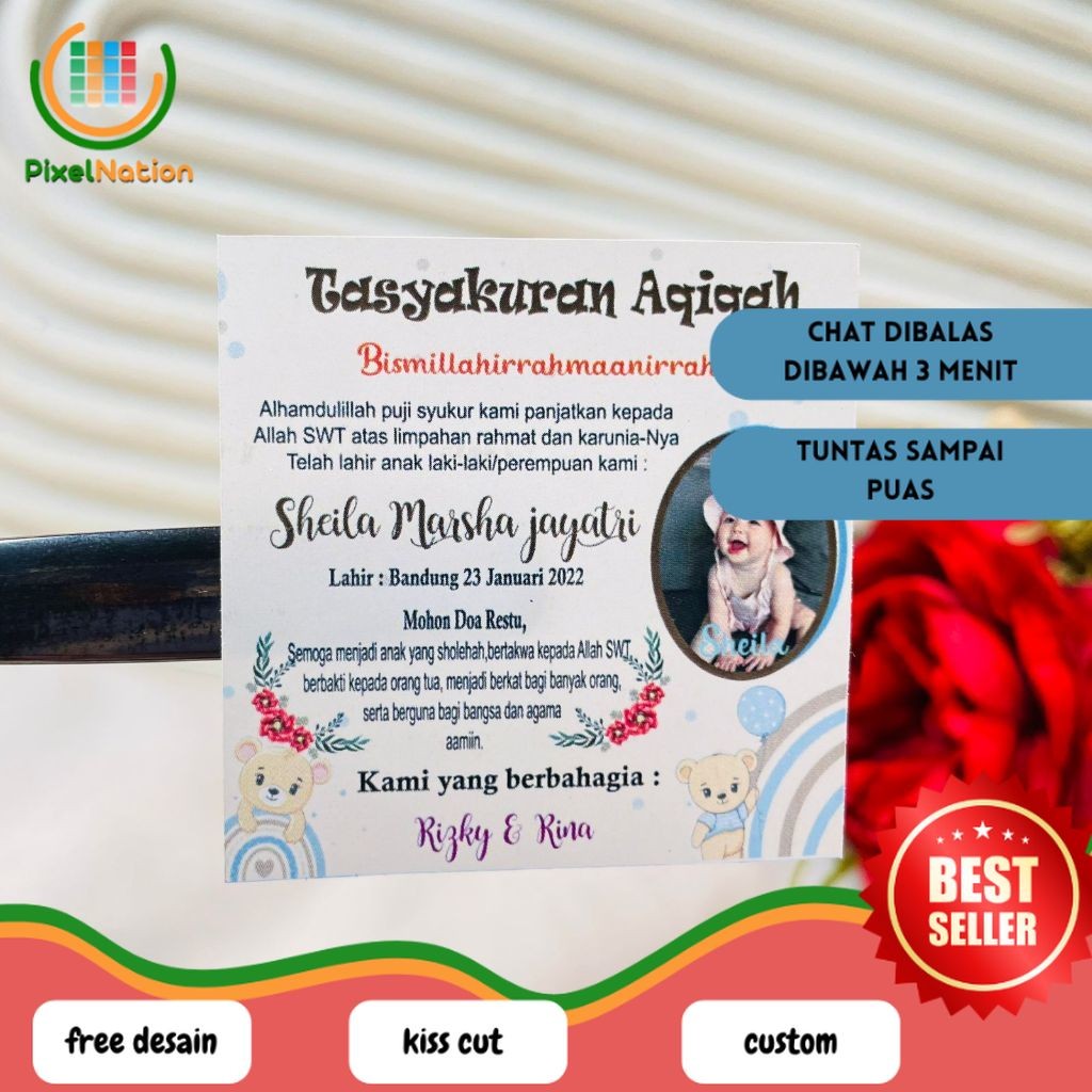 

PiNat 2-4 Stiker Tasyakuran Aqiqah Bayi Sticker Syukuran Aqiqah Acara Aqiqah Anak Kotak Uk.Kecil