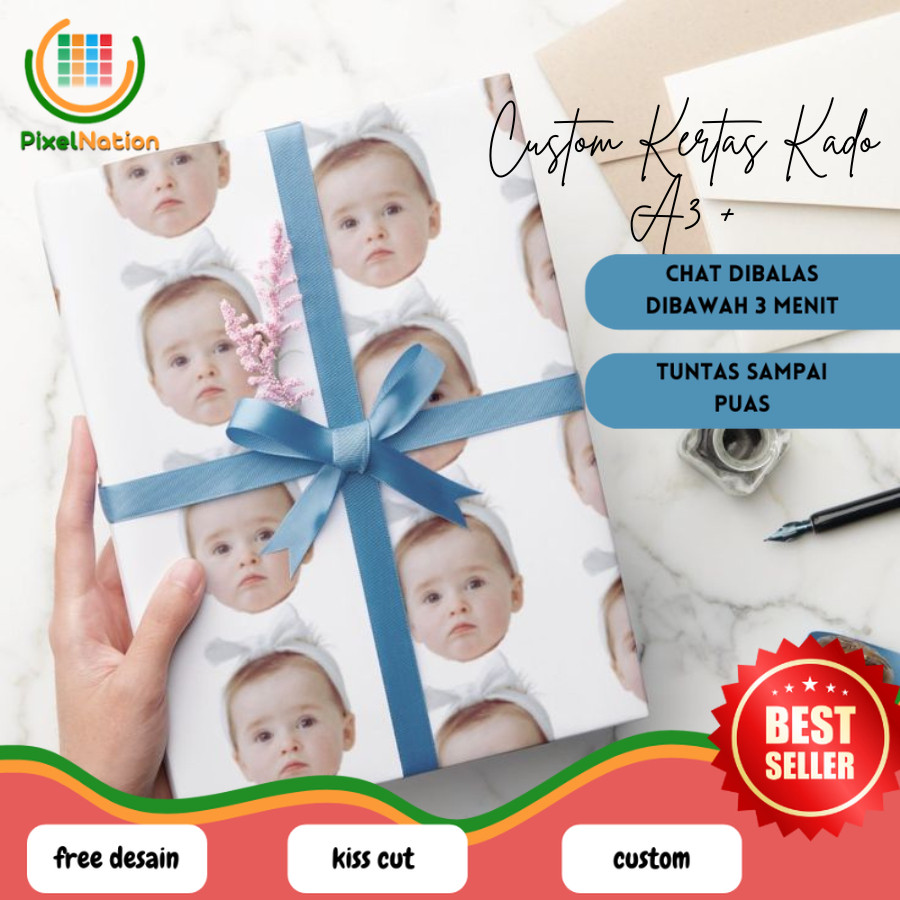 

PiNat Kertas Kado Custom Desain Muka Wajah Aesthetic Bisa Tambah Tulisan Wrapping Papper Hadiah