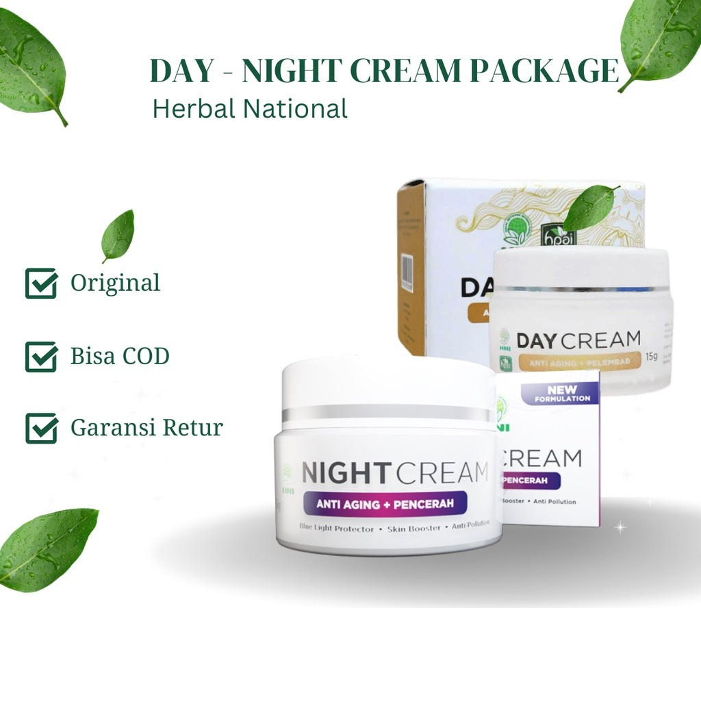 

Paket Night Cream & Day Cream / Krim Wajah siang & Malam - Ori - HNI BPOM