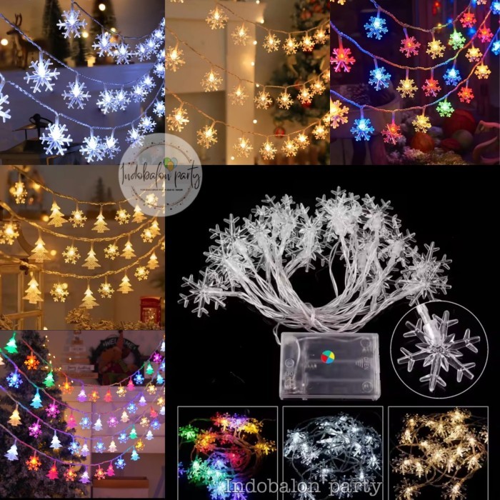 6782 Lampu Tumblr LED Snowflake Battery / Lampu LED  pohon natal 3 Meter