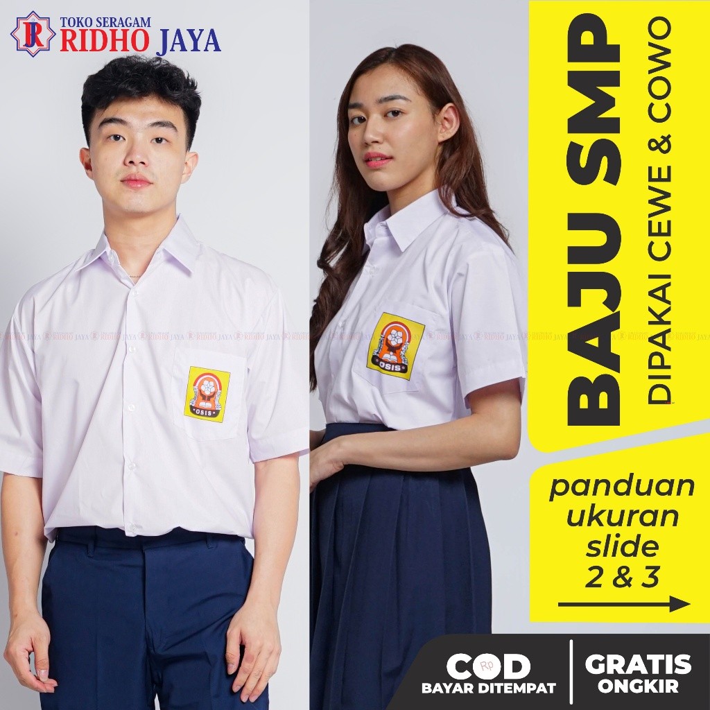PROMO RIDHO JAYA Baju SMP Pendek Seragam Sekolah Putih