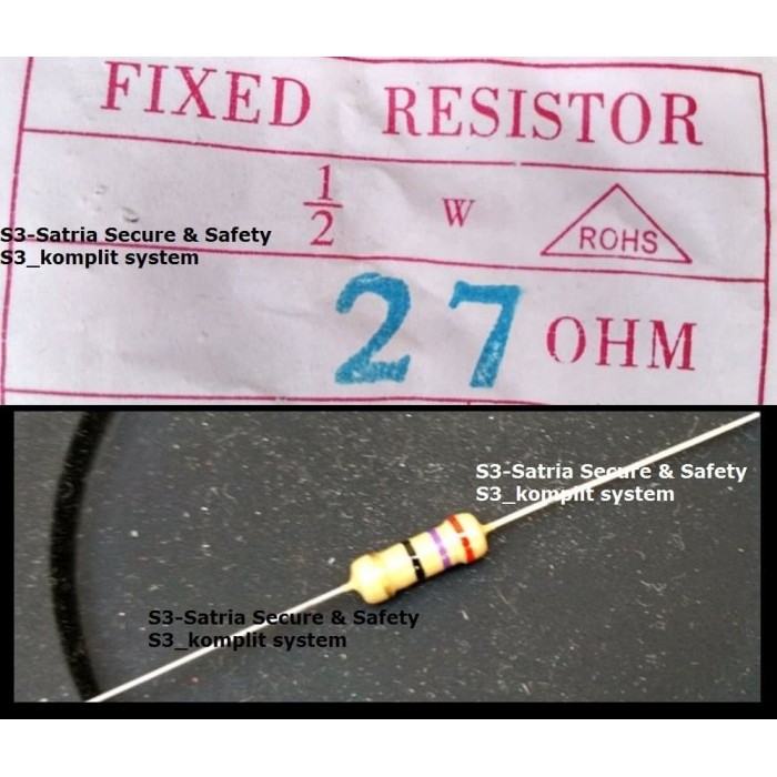 Resistor 1/2w 27 OHM R setengah 0.5W ½ 0,5 w R1/2 27ohm