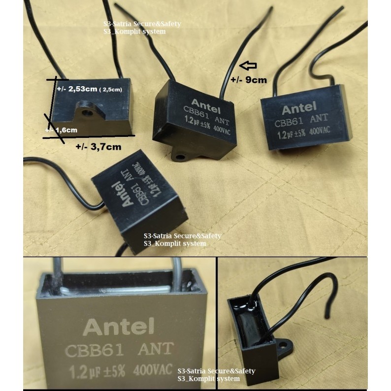 kotak Kapasitor 1.2uf 400vac kabel 1,2 1.2 uf 400v ac 400 vac ANTEL fan kipas angin 1,2uf 400v Capas