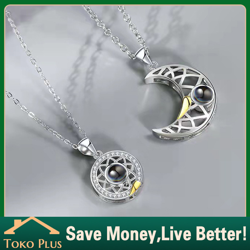 2Pcs Kalung Titanium Couple Pasangan Pria Wanita Titanium Kalung Korea / Kalung Pasangan Couple Magn