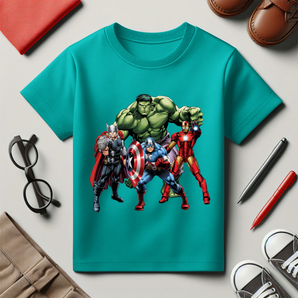 AMAISHOP Baju Kaos Anak Laki Laki Karakter Superhero Hulk Kartun Cowok Distro Keren Import Usia 1 - 