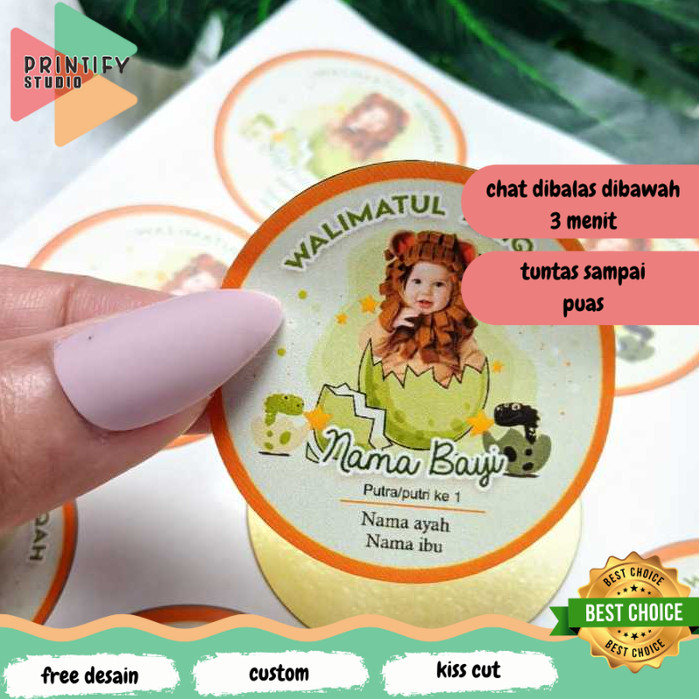 

Printify Stiker Bulat Label Tasyakuran Aqiqah Bayi Sticker Nama Anak Ucapan Kelahiran Akikah Kecil