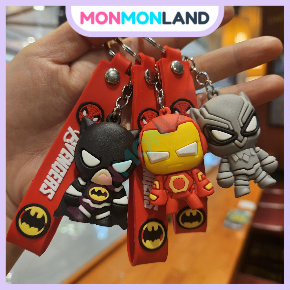 MM - Gantungan Kunci Tas Karakter Avengers Captain America Iron Man Batman Spiderman Silikon | Ganci