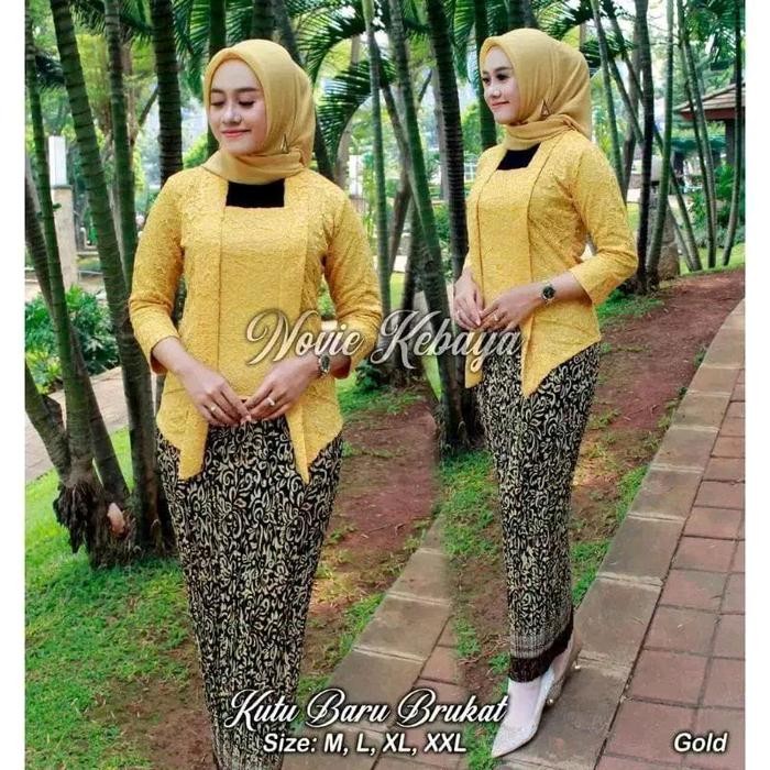 

Setelan Kebaya Kutu baru Brokat Modern Atasan Lengan 7/8 Mix Rok Plisket Batik Kondangan Remaja - Marun, Setelan M