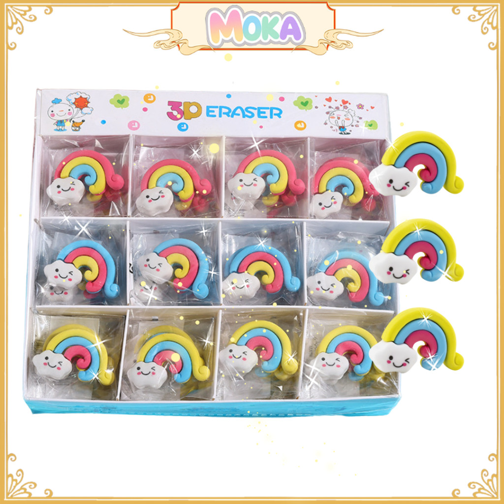 

MOKA Penghapus Pensil Mini Satuan Motif Cloudy Rainbow Kawaii Cute Super Bersih Dan Elastis MKA97